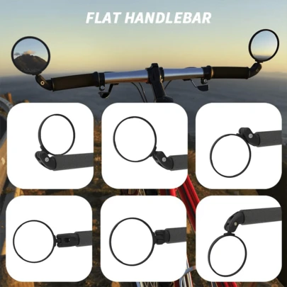 2 Pcs Bike Mirror, Bar End Bicycle Riding Rearview Mirrors For Handlebars, Adjustable 360 Degree Rotatable Convex Mirror For Mountain Road Bikes