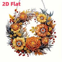 1pc 5D Diamond Painting Wreath Kit, Acrylic Floral DIY Hanging Decor For All Seasons, Thanksgiving, Mother's Day, Halloween, Christmas - Asymmetrical Shaped Diamonds, Home Tabletop Window