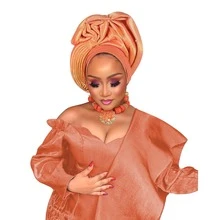 Nigerian Headwear Aso Oke Headband, Women's Wrapped Rhinestone, African Headscarf Hat, Auto Gele Headband, Handmade Fashionable Headwear, Suitable For Weddings, Parties, And Other Festivals - Multicolor - View 15