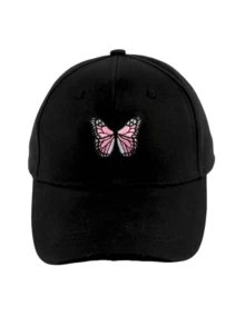 Șapcă de baseball all-match pentru femei, 1 buc., design drăguț cu fluture roz, material moale și respirabil, vizieră de protecție solară, excelentă pentru sporturi în aer liber, călătorii, naveta zilnică, utilizare pe tot parcursul anului