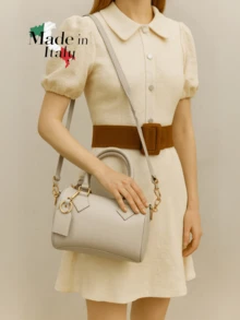 New High-Quality Versatile Women's Shoulder Bag (2025). This Elegant And Unique Small Square Bag Made Of Genuine Leather Features A Long, Detachable Strap For Shoulder Or Crossbody Wear. This Small Designer Bag, Crafted From Premium Cowhide Leather, Is A Symbol Of Sophistication And Elegance. - Beige - View 3