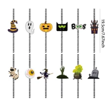24 Counts Halloween Paper Straws,12 Accessory Patterns,Suitable For Family Gatherings, Holiday Parties And Daily Use