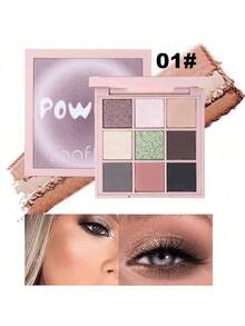 Paleta de 9 colores de sombras de ojos que no se desprende fácilmente del maquillaje, no vuela el polvo, mate y perlado, con colores base grandes y ahumados. Una sola paleta para jugar con el maquillaje, estilo Ins