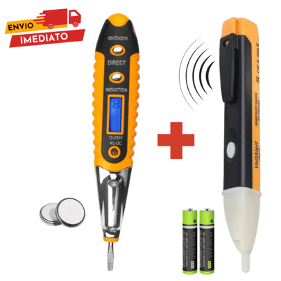 Jogo Caneta Detector de Tensão Corrente + Chave Teste Voltagem 12V a 250V Exbom