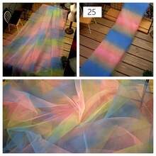 1pc Rainbow Gradient Tulle Fabric Roll - 1/2/3 Meters, Pastel Ombre Design For Birthday Party Backdrops, Table Decorations, Gift Wrapping & DIY Crafts, Machine Washable, Birthday Party Decorations, Soft Texture - Rainbow - View 17