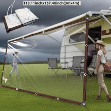 Tela impermeable, tela a prueba de lluvia, enlace de extensión de toldo de caravana, cuenta exterior transparente a prueba de lluvia, con material resistente al viento y a la intemperie, duradero, esencial para caravana al aire libre en clima lluvioso y ventoso, camping, caravana, balcón, muebles de jardín, invernadero y almacenamiento de leña en invierno