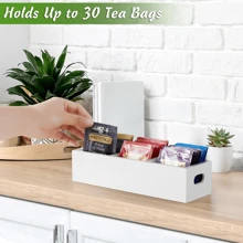 1pc Tea Bag Organizer, Wooden Tea Bag Holder, Tea Storage Containers With 3 Slots, Sugar Packet Holder, Tea Bag Caddy Box For Countertop