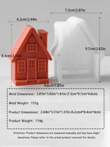 限量版圣诞蜡烛模具，DIY 3D圣诞树、姜饼人、雪花、房屋造型，手工香薰蜡烛装饰，硅胶材质，易于拆卸和重复使用 - 白色 - 查看 16