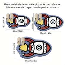 1pc Space Rocket Cartoon Rug, Creative Astronaut Theme Carpet For Living Room, Bedroom, Entryway, Kitchen, Bathroom, Plush, Fluffy, Autumn/Winter, Thick/Soft
