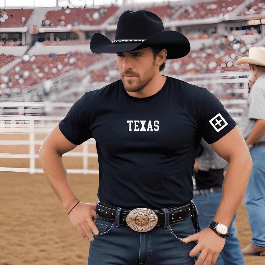 Premium Cotton T-Shirt TXC Country Moda Rodeios - 黑色 - 查看 1