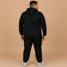 Men's Plus Size Sports Set RUN | Waterproof Windbreaker Jacket + Tactel Jogger Pants With Elastane Cuff – Winter G1 To G4 - Black - View 2