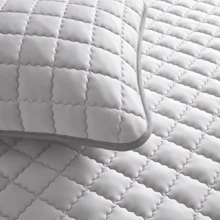 2件装防水防污防油绗缝无拉链枕套，不起球，信封式枕套，无拉链，柔软透气，防水，无异味，无噪音 - 曲線格-淺灰 - 查看 4