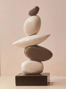 堆叠石雕 - 抽象平衡岩石艺术树脂雕塑，时尚优雅的设计，适合家庭和办公室的装饰性桌面雕像