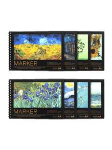 دفتر رسم مخصص للأقلام ، 8 أنماط مرسلة عشوائيًا ، 40 صفحة سميكة / كتاب 120 جرام / م² ، ورق مائي A4 / A3 للرسم اليدوي ، دفتر رسم A4 / A3 للطلاب ، ورق رسم فارغ متخصص للرسم والرسوم الكرتونية ، مناسب لاستخدام طلاب الفن ، هدية عيد الأم ، لوازم مدرسية