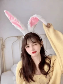 1个复活节兔子耳朵头箍，COSPLAY道具配饰，动物耳朵头箍，圣诞节，复活节，万圣节装饰礼物 - 彩色 - 查看 5