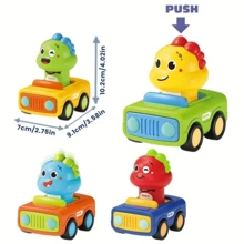 1辆卡通动物造型推拉玩具车，摩擦动力玩具车，适合1-3岁幼儿，恐龙造型玩具车，婴儿玩具，1-3岁男孩生日/圣诞节/万圣节礼物 - 彩色 - 查看 8