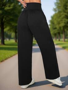 Pantalones jogger de mujer de unicolor, alta elasticidad, rectos y holgados, aptos para deportes al aire libre, entrenamiento en el gimnasio, uso casual, senderismo, correr, pantalones de pierna ancha para todas las estaciones