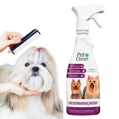 Desembaraçador de Pelos PetClean Spray 500ml Cães Cachorros Gato Pet