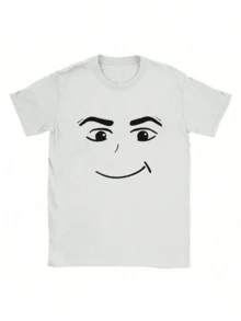 Robot  Face T-Shirts Women Fun Tees Crew Neck Short Sleeve T Shirts Women Clothing Harajuku T Shirts - 白色 - 查看 1