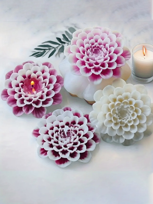 Stampo in silicone 3D a forma di fiore | Progettato appositamente per candele, sapone, resina e artigianato in gesso | Resistente alle alte temperature e facile da smontare | Disegno floreale rosa e bianco | Dettagli raffinati, regalo perfetto per le feste e i compleanni