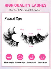 9 Pairs Half-Strip False Eyelashes, Cat Eye Natural Makeup Effect, Transparent Stem, Cartoon Style, Natural Transparent Stem, Short Accent Lashes, Winged Lashes, 3/4 Lashes, Reusable Eyelash Set - Cat Eye Lashes - View 5