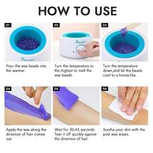 WEWAX 脱毛套装带硅胶罐 - 包含 4 包硬蜡豆、10 片脱毛前湿巾、10 片脱毛后湿巾和 10 把刮刀 - 男女通用便携式脱毛套装，适合居家和旅行使用 - 查看 8