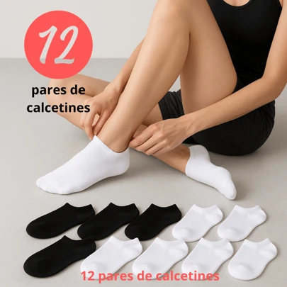  SL.MAX Calcetines tines para mujer, paquete de 12 pares concolores diferentes Blanco, azul, gris y negro, puedes elejis diferentes combinacions o un solo color  tines deportivos ligeros para cualquier deporte.
