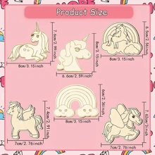 12PCS/18PCS/30PCS Wooden Unicorn Crafts: Festive Party Decorations, Artistic Room Accents, DIY Painting Projects, Wooden Handicrafts, Perfect Birthday Gifts - Apricot - View 5