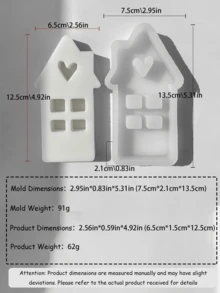限量版圣诞蜡烛模具，DIY 3D圣诞树、姜饼人、雪花、房屋造型，手工香薰蜡烛装饰，硅胶材质，易于拆卸和重复使用 - 白色 - 查看 29