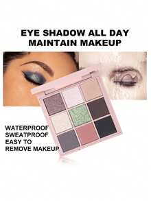 Paleta de 9 colores de sombras de ojos que no se desprende fácilmente del maquillaje, no vuela el polvo, mate y perlado, con colores base grandes y ahumados. Una sola paleta para jugar con el maquillaje, estilo Ins