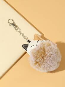 A Brown Fluffy Ball Kitten Bag Pendant Bag Present Valentines Car Accessories Women Cat Keychain Therian Cute Keychain Plush Keychain - Multicolor - View 6