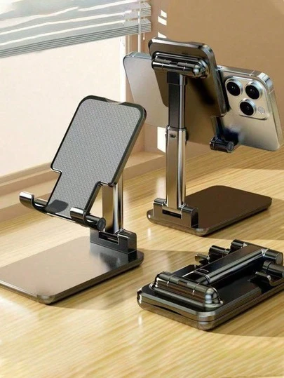 1 pieza Soporte plegable y retráctil para teléfono móvil de escritorio, soporte para productos electrónicos de escritorio para personas encorvadas, soporte para tableta para transmisiones en vivo, soporte universal multifuncional con elevación y plegado, adecuado para ver series, transmisiones en vivo, estudiar, trabajar y videoconferencias para personas encorvadas