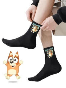 Bluey زوج من الجوارب الكرتونية الجميلة لمنتصف الساق بطبعة كلب بلوي وبينجو من أنمي بلوي، هدايا عيد