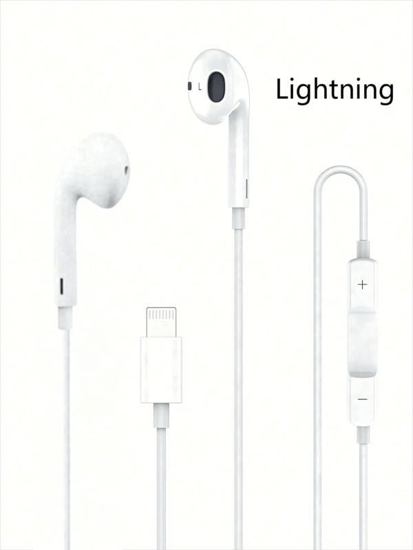 Słuchawki douszne z przewodem i złączem Apple Lightning; w zestawie wtyczka 3,5 mm oraz adapter 3,5 mm-Lightning. Słuchawki douszne/douszne Lightning kompatybilne z 'em i iPadem. Wbudowany pilot zdalnego sterowania umożliwiający łatwe sterowanie muzyką, połączeniami i głośnością. W pełni kompatybilne z 'ami 14/13/12/11/XR/XS/X/8/7/SE oraz wszystkimi modelami Pro/Pro Max.