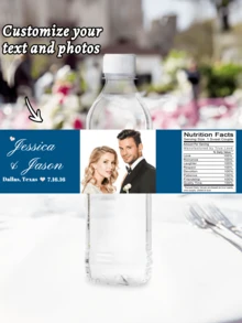 Custom Photo Water Bottle Label-38 Styles,10pcs Personalized Celebration Tags,Personalized DIY Bottle Water Waist Seal Stickers,Personalized Water Bottle Labels For Wedding, Birthday, Baptism , Wedding Thank You Stickers,Christmas Water Bottle Labels Waterproof - Christmas Party Decoration - Holiday Party Decor,For Housewarming,Chic Design - Multicolor - View 3