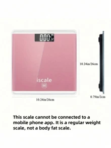 带 LED 显示屏的高精度浴室秤，防潮设计，小巧轻便，适合家庭使用，电池供电（不含电池），体重管理，外观时尚，表面光滑，结构坚固 - 彩色 - 查看 7