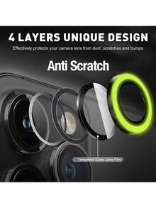 Yezodawee 9 piezas de protectores de lente de cámara luminosos y coloridos que brillan en la oscuridad, de aleación de aluminio, compatibles con 17 Pro Max/17 Pro/17 Air/17/16 15 14 13 12 11 Pro Max Plus