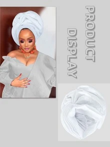 Nigerian Headwear Aso Oke Headband, Women's Wrapped Rhinestone, African Headscarf Hat, Auto Gele Headband, Handmade Fashionable Headwear, Suitable For Weddings, Parties, And Other Festivals - Multicolor - View 2