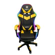 NSY Ergonomic Gamer Chair With Multicolor LED RGB Lighting Office 90° To 150° Reclining With Footrest Adjustable Height Yellow And Black Color - 黃色 - 查看 3