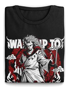 Camiseta Masculina Plus Size 100% Algodão Tecido Premium Estampa Uchiha Madara Rikudou Anime Narut - Preto - Visão 3