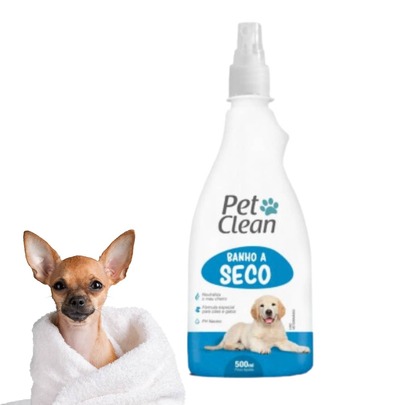 Banho a Seco Spray Pet Clean 500ml Cães Cachorros Pefumado