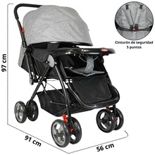 Joykoo Carriola para Bebé Manubrio Reversible Asiento Reclinable Frenos y Cinturón de Segurida Soporta hasta 15 kg - Gris - Ver 4