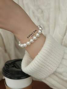 1个珍珠发圈，多功能芭蕾舞风格发绳，马尾辫发圈，发圈，橡皮筋，发绳，弹性发圈，发圈，发绳，头饰 - 白色 - 查看 23