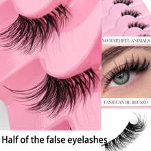 7 Pairs Half Lashes With Clear Band Cat Eye Tail Elongated Eyelashes Natural Look Wispy Faux Mink Lashes Fluffy Soft False Eyelashes Natural Makeup,Suitable For Christmas Makeup,Christmas Gift - Cat Eye Lashes - View 6