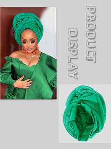 Nigerian Headwear Aso Oke Headband, Women's Wrapped Rhinestone, African Headscarf Hat, Auto Gele Headband, Handmade Fashionable Headwear, Suitable For Weddings, Parties, And Other Festivals - Multicolor - View 11