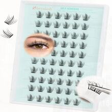 Self Adhesive Eyelashes - Ultra-Thin & Ultralight, Press On, No Glue Needed, Pre Glued Clusters, Glueless Extension (Manga Look TJJ)