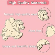 12PCS/18PCS/30PCS Wooden Unicorn Crafts: Festive Party Decorations, Artistic Room Accents, DIY Painting Projects, Wooden Handicrafts, Perfect Birthday Gifts - Apricot - View 6