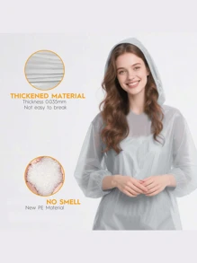 1 معطف مطر قابل لإعادة الاستخدام للبالغين، معطف مطر سميك مقاوم للماء، معطف مطر بقبعة للرجال والنساء، مقاوم للماء والرياح وسريع الجفاف وقابل للتنفس، معاطف مطر بقبعة من EVA مع سحاب للرجال والنساء للاستخدام في الهواء الطلق، الدراجات النارية والهوائية والتنزه والصيد والتسلق الجبلي، التبريد الصيفي والشاطئ والسفر