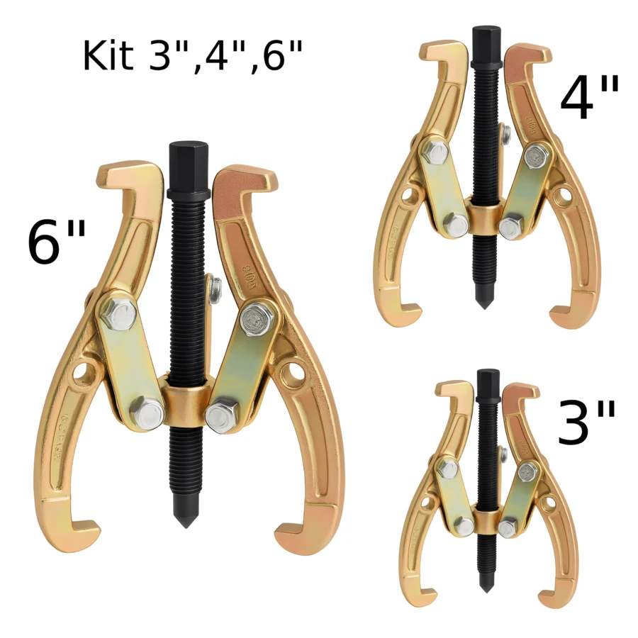 Extractor engranes poleas automotriz con forja reversible de 3 brazos tamaños 3 4 6 pulgadas ideal para trabajos mecánicos de precisión Vmingo Mexico - Bronce - Ver 1