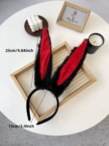 1个复活节兔子耳朵头箍，COSPLAY道具配饰，动物耳朵头箍，圣诞节，复活节，万圣节装饰礼物 - 彩色 - 查看 3